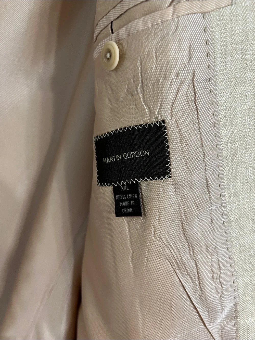 Classic Beige Linen Blazer Martin Gordon  - Linen  Three-Button Sport 100%